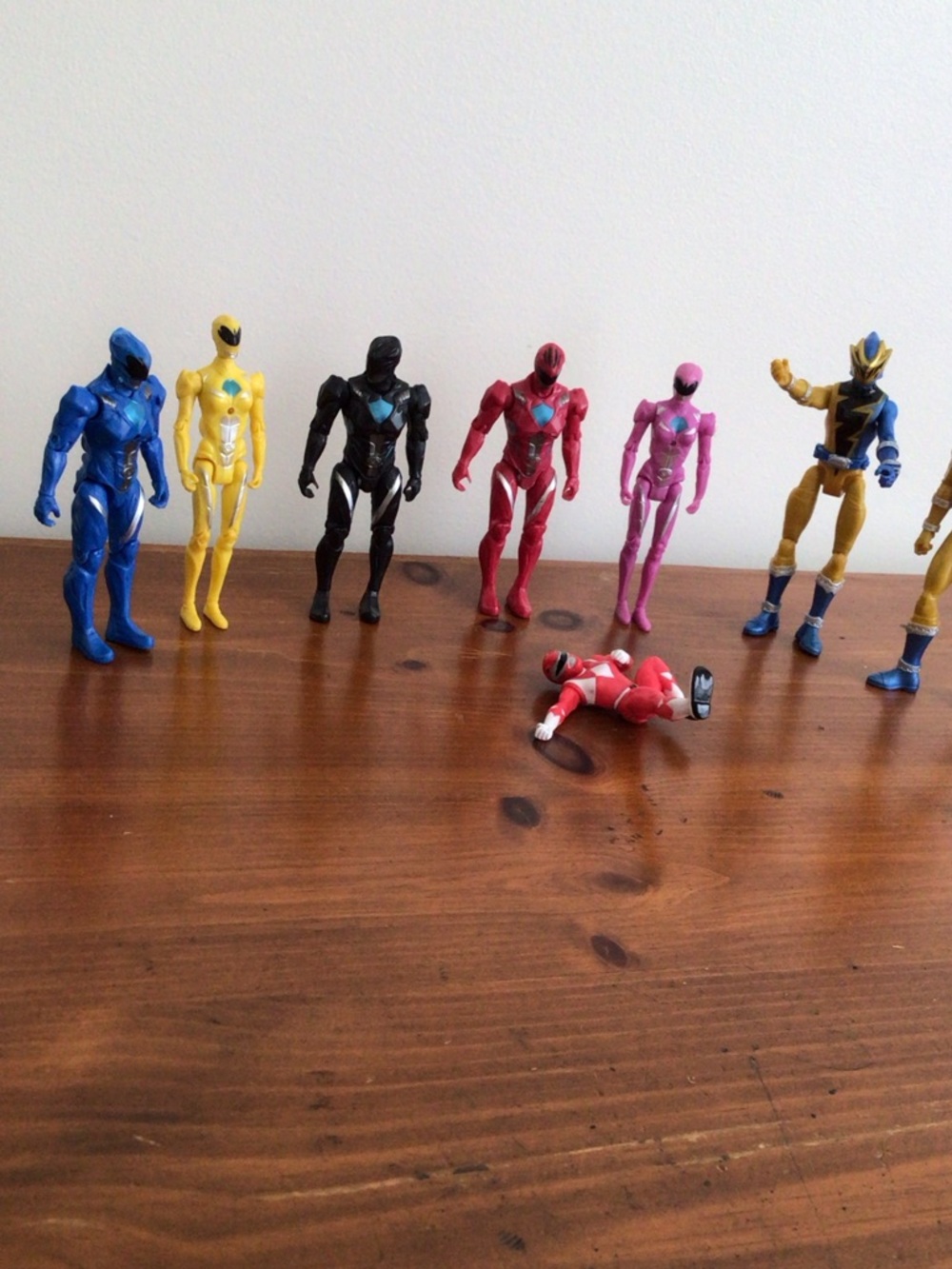 Power Ranger Figure Collection with Red, Yellow, Black, Pink & Blue Rangers